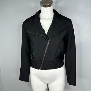 Kelly Bergin Black Silk Blazer Motorcycle Jacket Sz 0 Made in USA